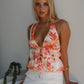 RICKY HALTER FLORAL TOP - ORANGE