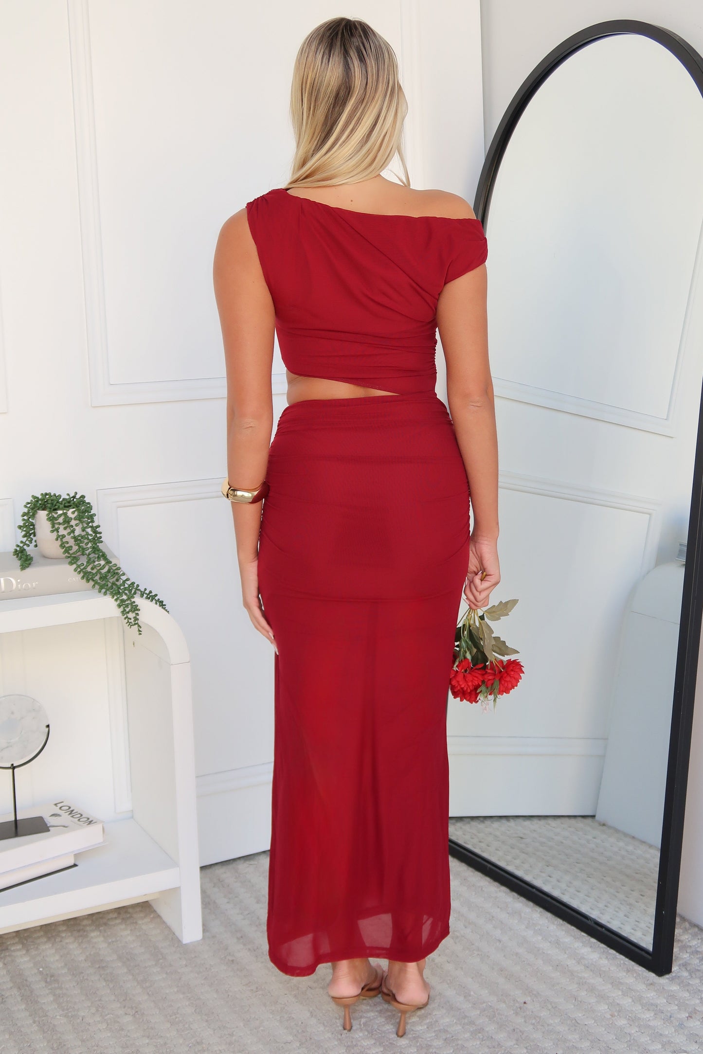 COCO OFF SHOULDER MAXI DRESS - WINE