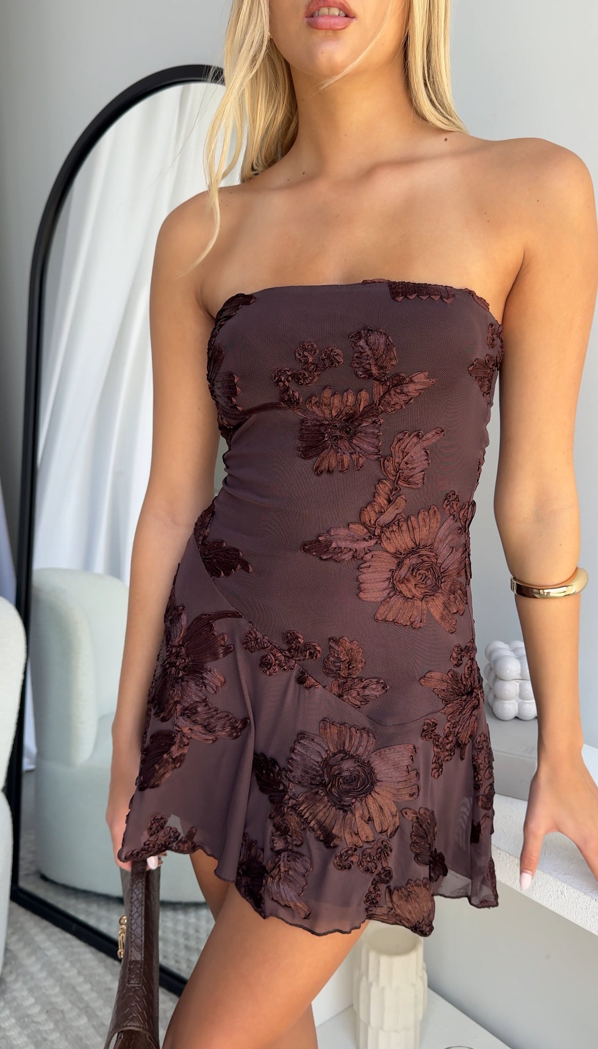 CALISTA MINI DRESS - CHOCOLATE