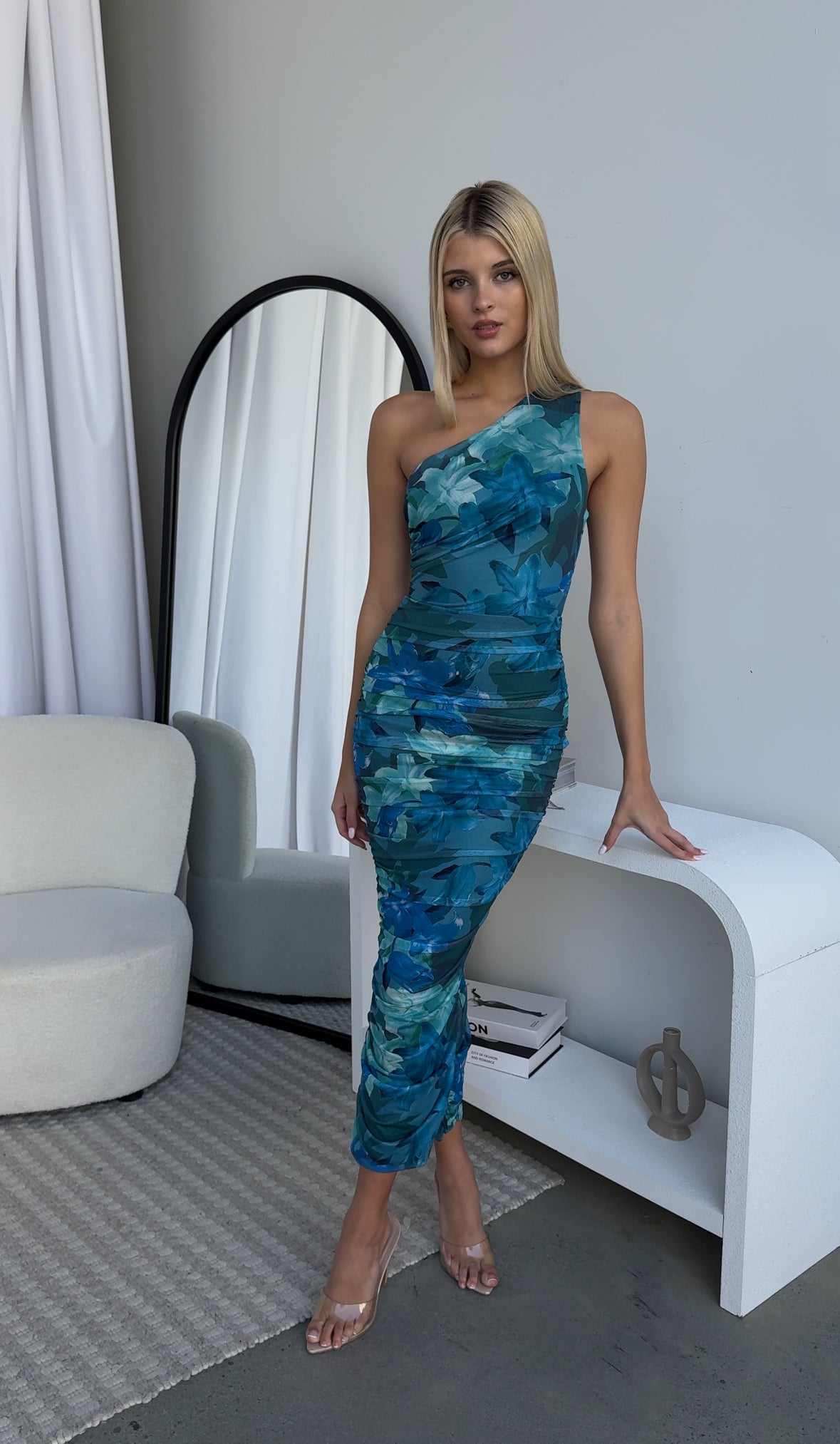 JAELYN DRESS - TEAL FLORAL PRINT