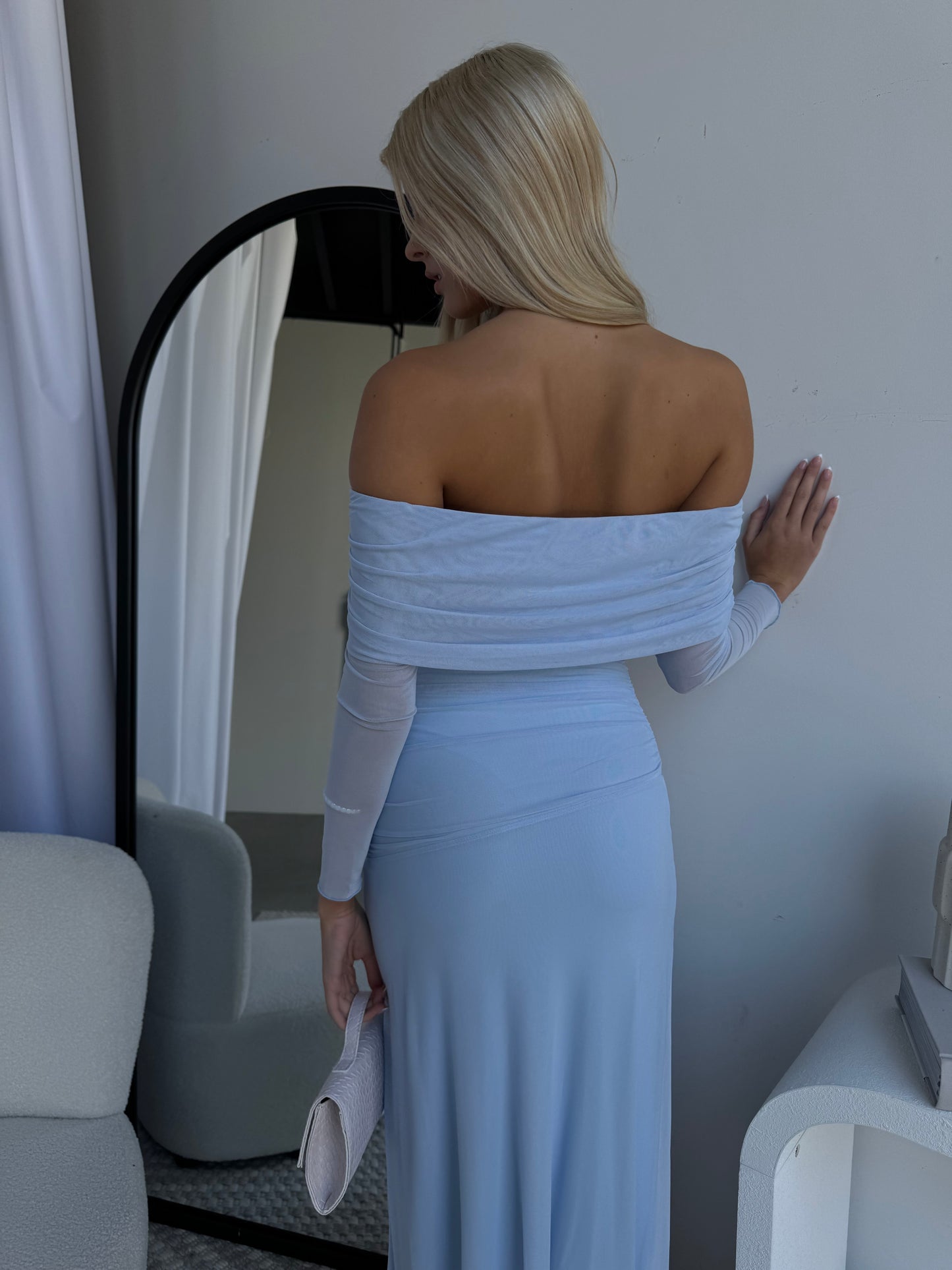 STELLA OFF SHOULDER MAXI - BABY BLUE