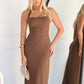 FRANCA HALTER MAXI DRESS - MOCHA