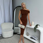 ORIA TEXTURED DRESS - CHOCOLATE