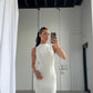 white textured maxi dress for wedding hens