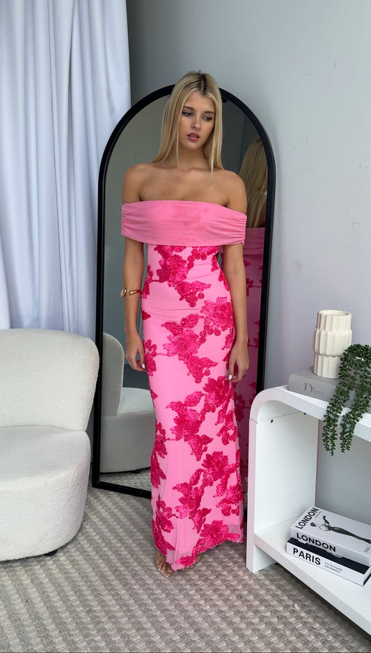 DIANA MAXI DRESS - FLORAL PINK