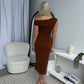 ORIA TEXTURED DRESS - CHOCOLATE
