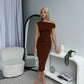 ORIA TEXTURED DRESS - CHOCOLATE