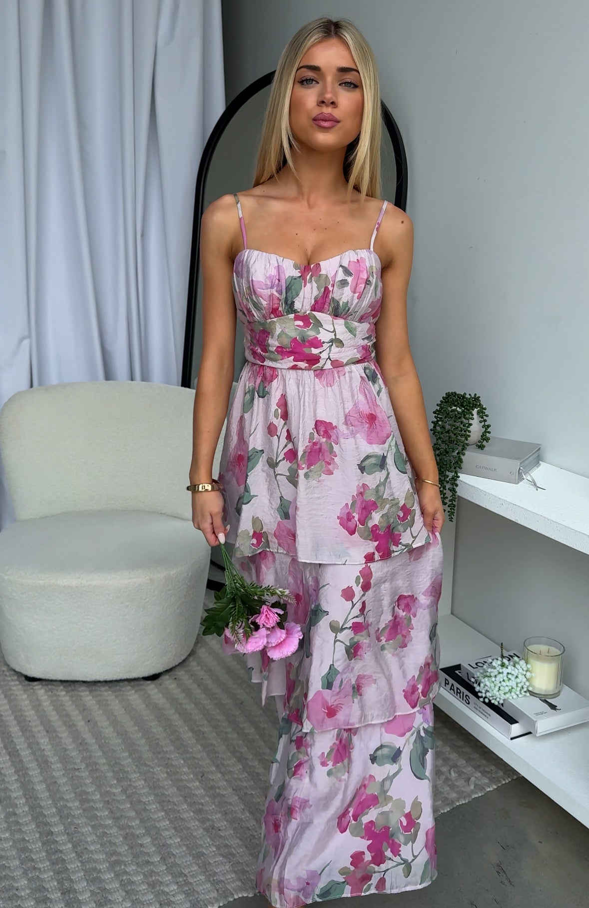 MERCY RUFFLE MAXI DRESS - FLORAL