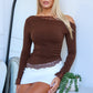 LILA LACE TOP - CHOCOLATE