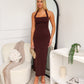 FRANCA HALTER MAXI DRESS - CHOCOLATE