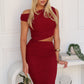 COCO OFF SHOULDER MAXI DRESS - WINE
