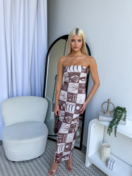 NALA MAXI DRESS - CHOCOLATE PRINT
