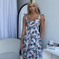 KELSIA FLORAL MIDI DRESS - BLUE