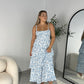 MATILDA RUFFLE MAXI DRESS - BLUE