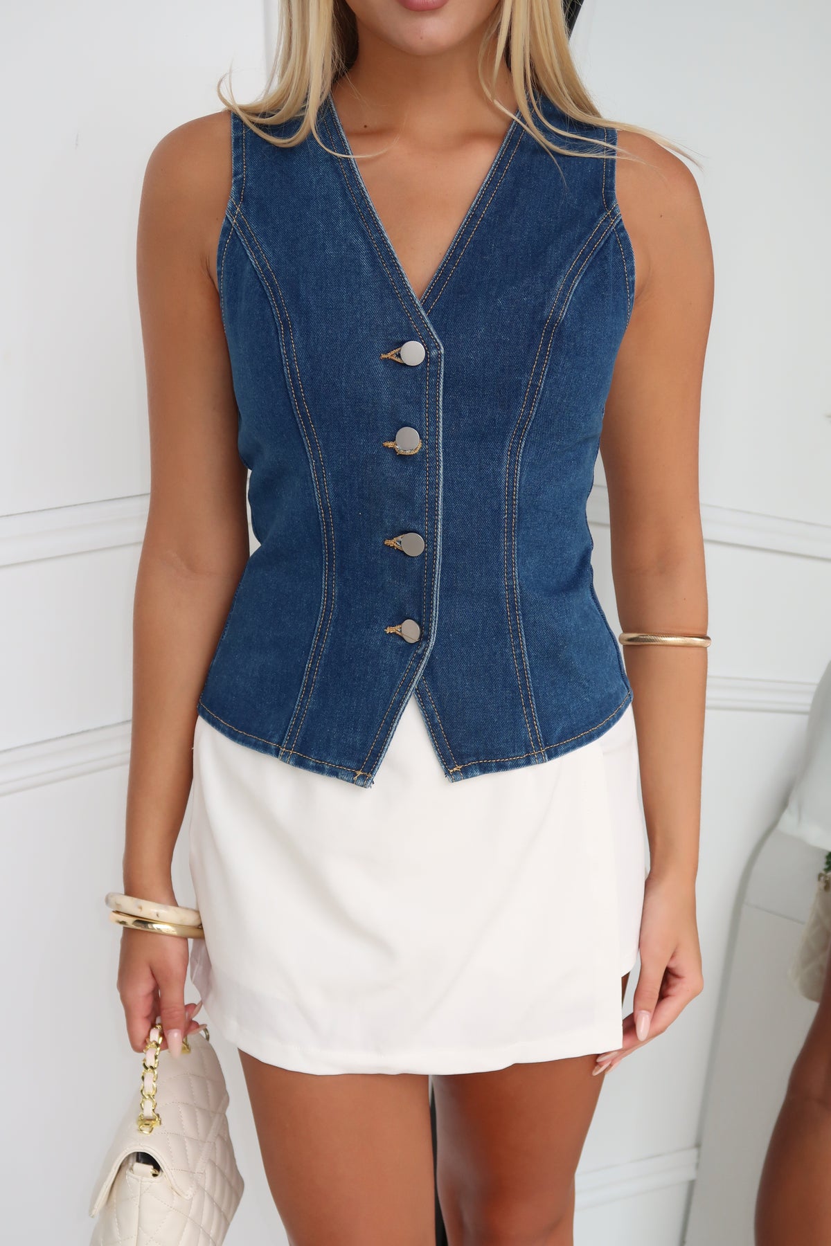 SABEL TOP - BLUE DENIM