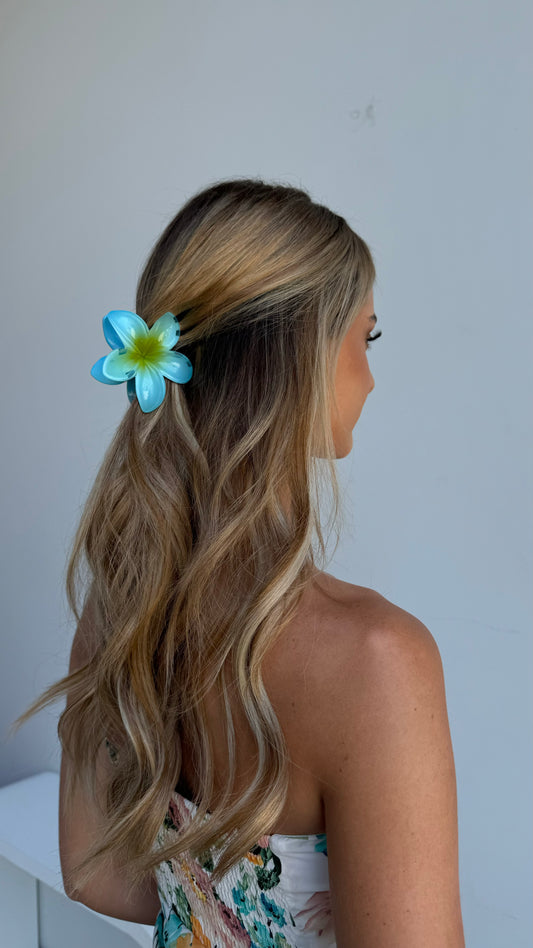 ALINA FLOWER HAIR CLAW - BLUE