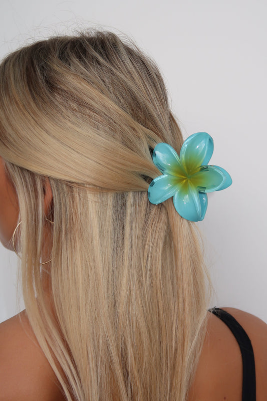 ALINA FLOWER HAIR CLAW - BLUE