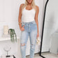 CALILE RIP JEANS - BLUE DENIM