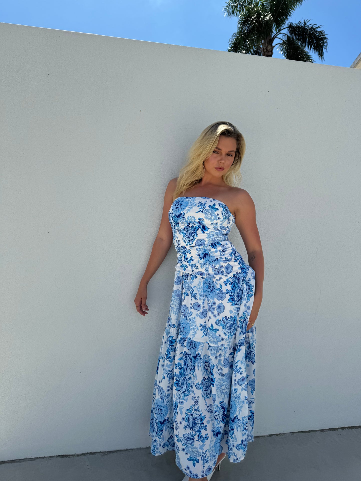 AVA DRESS - BLUE AND WHITE (Limited Edition)