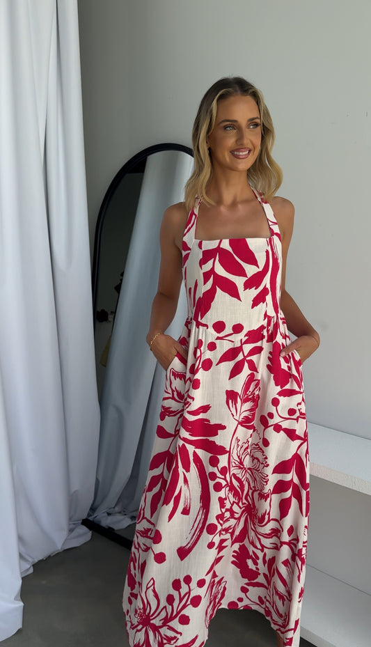 ROSALIND MAXI DRESS - RED PRINT