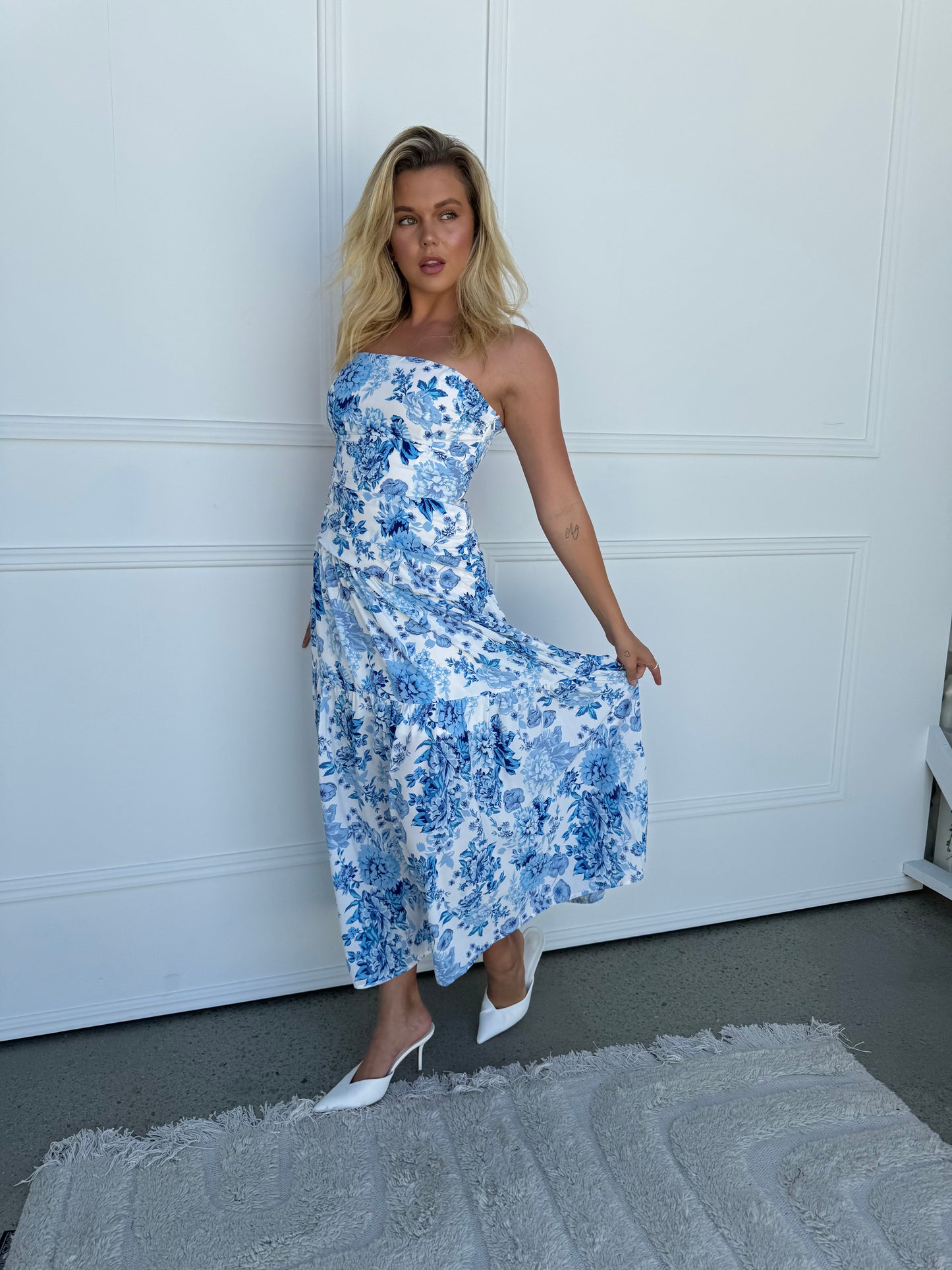 AVA DRESS - BLUE AND WHITE (Limited Edition)