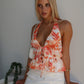 RICKY HALTER FLORAL TOP - ORANGE