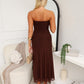 LUNA STRAPLESS MIDI DRESS - CHOCOLATE