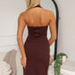 FRANCA HALTER MAXI DRESS - CHOCOLATE
