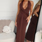 TYLA HALTER MAXI DRESS - CHOCOLATE