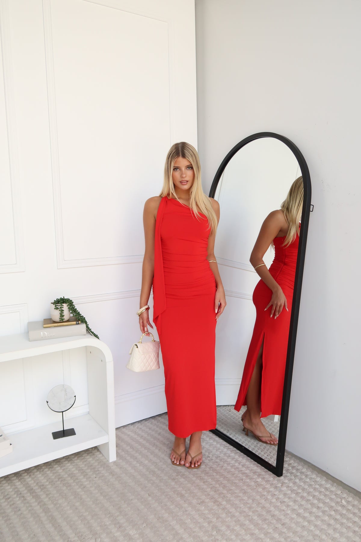 KIKI ONE SHOULDER MAXI - RED
