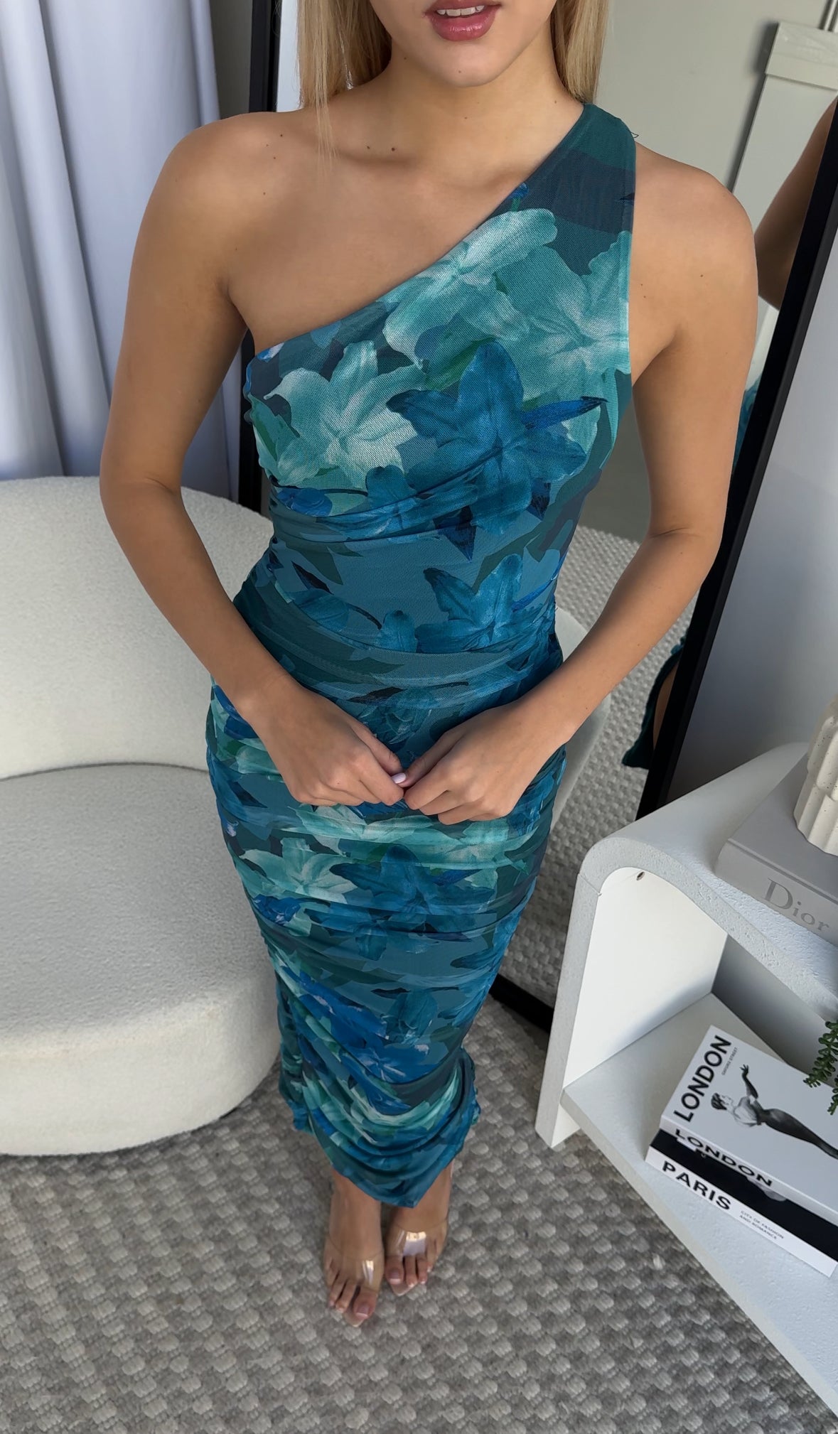 JAELYN DRESS - TEAL FLORAL PRINT