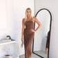 FRANCA HALTER MAXI DRESS - MOCHA