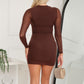 CALLUM LONG SLEEVE MINI DRESS - CHOCOLATE