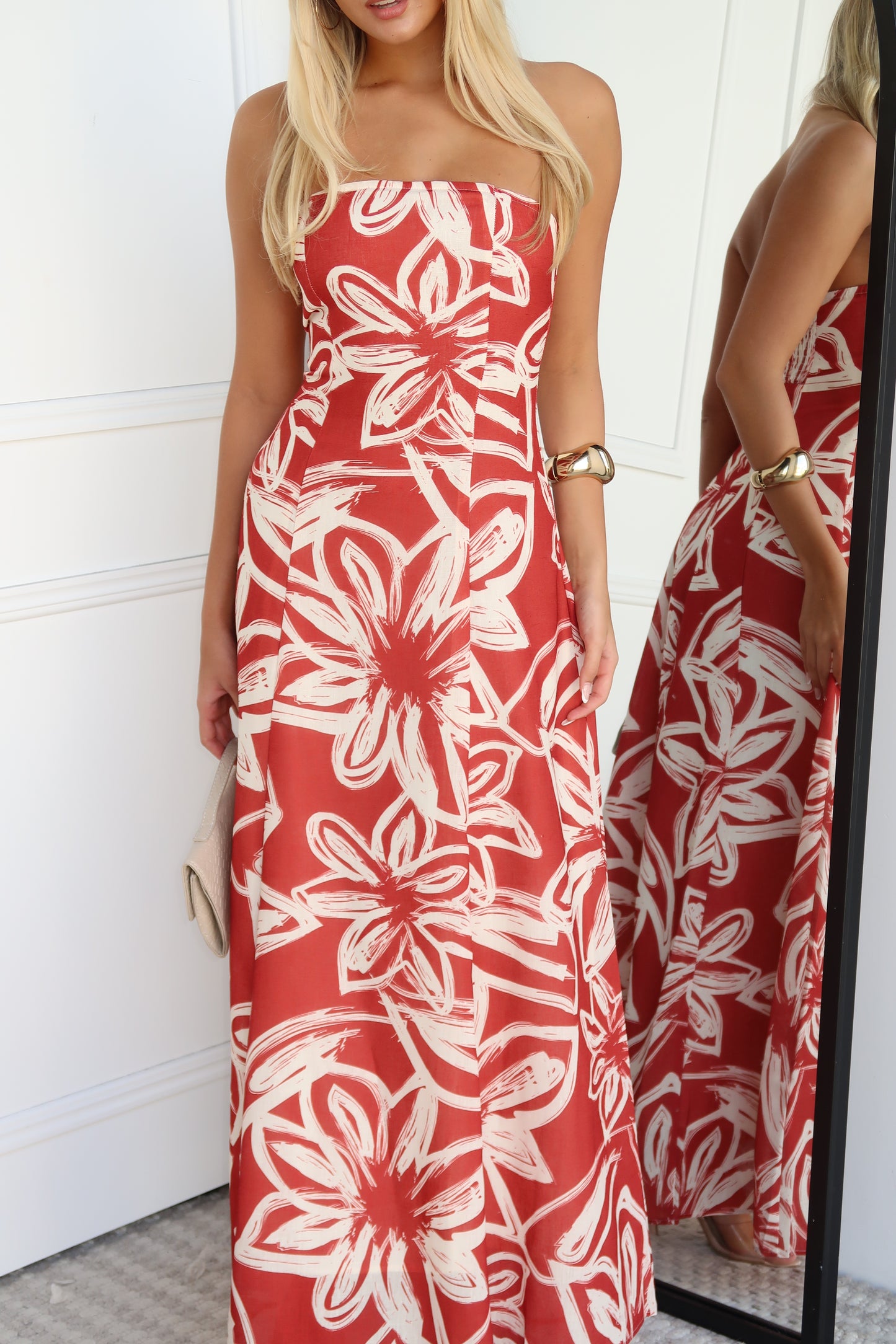 JULIET FLORAL MAXI DRESS - RED