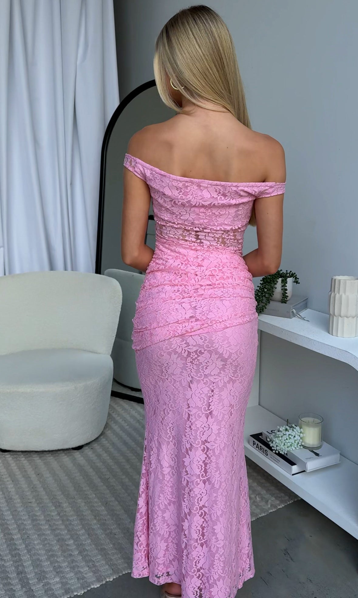 AMELIA LACE MAXI DRESS - PINK
