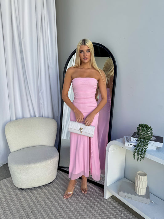 ASTON STRAPLESS MAXI DRESS - BABY PINK