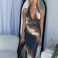 HUDSON MAXI DRESS - BROWN MULTI