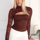 FRANKEY LACE TOP - CHOCOLATE