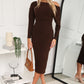 ELITA KNIT MAXI DRESS - CHOCOLATE