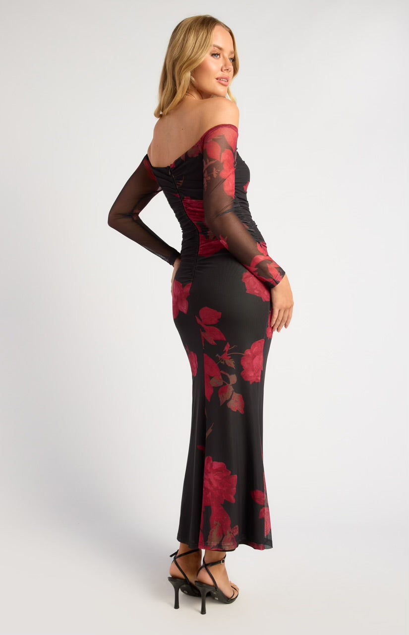 CAMIL MAXI DRESS - WINE FLORAL