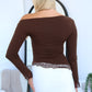 LILA LACE TOP - CHOCOLATE