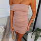 TANASHE OFF SHOULDER MINI DRESS - MOCHA