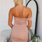 TANASHE OFF SHOULDER MINI DRESS - MOCHA