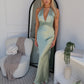 FLORENCE SATIN MAXI DRESS - SAGE