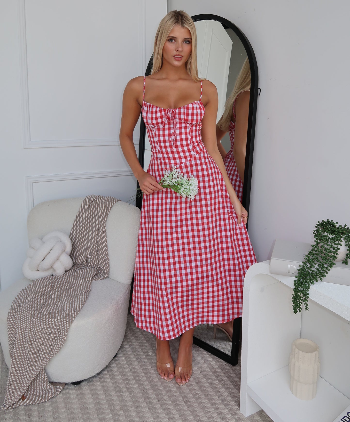 DELTA MAXI DRESS - RED GINGHAM