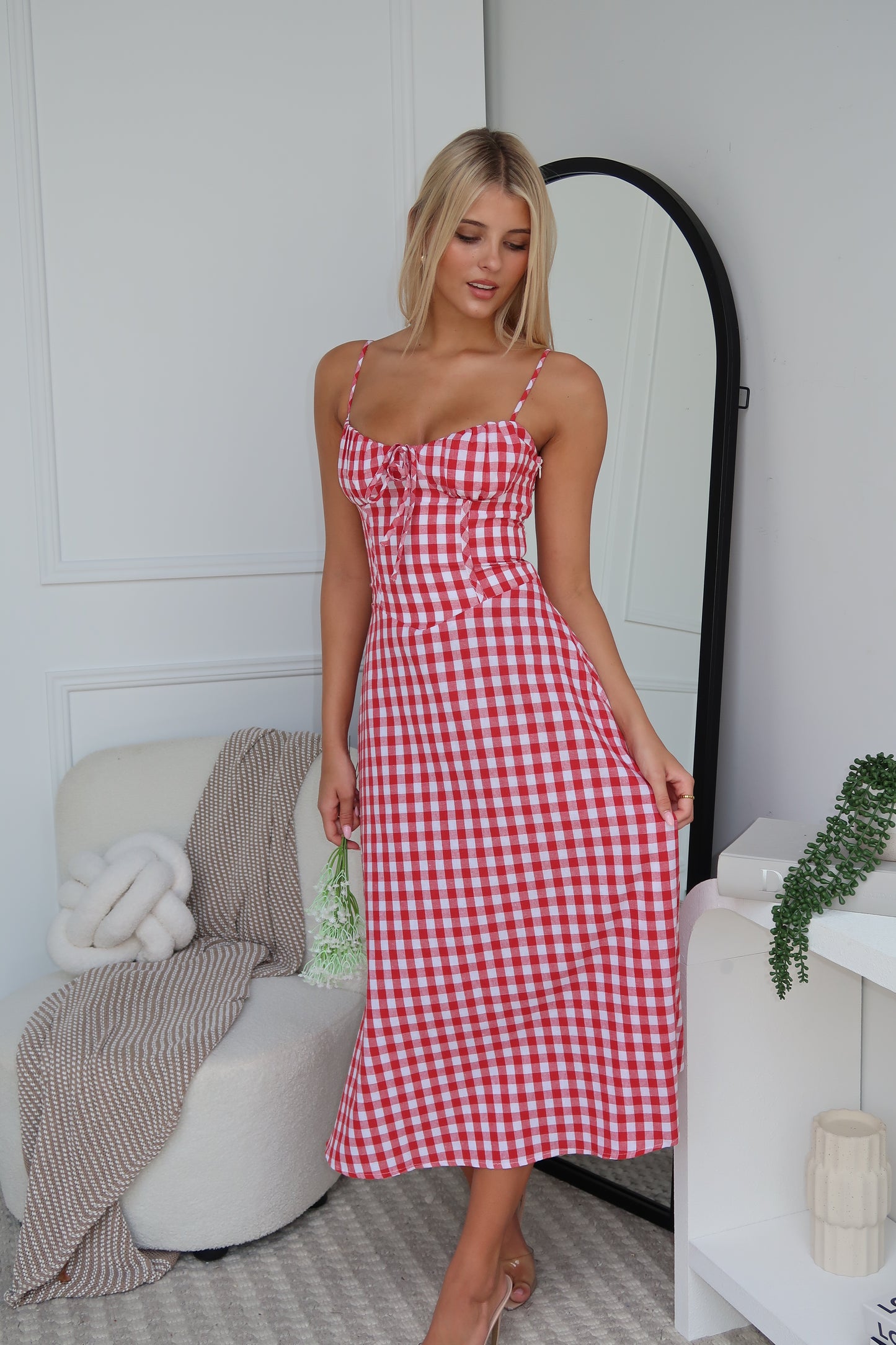DELTA MAXI DRESS - RED GINGHAM