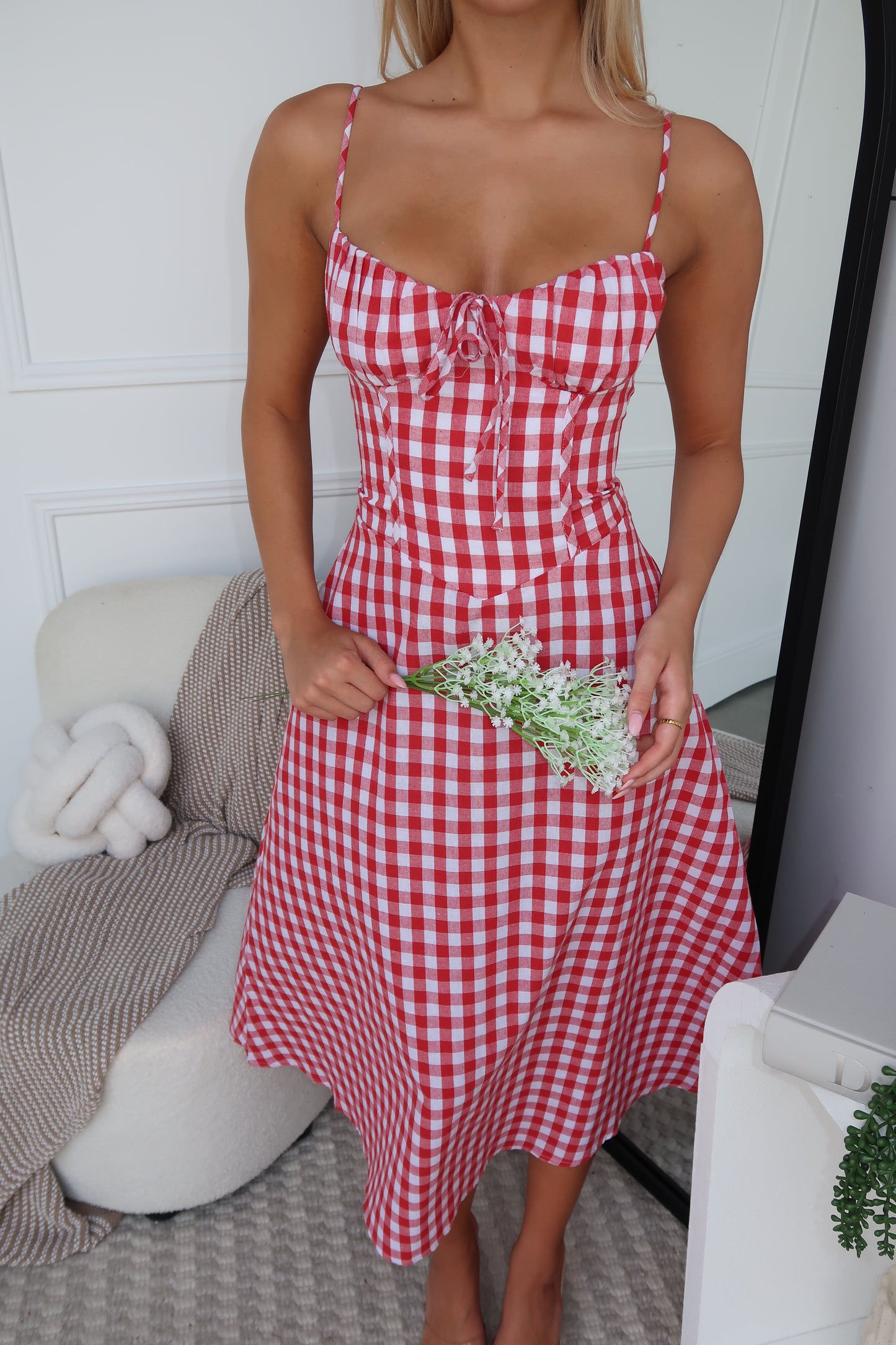 DELTA MAXI DRESS - RED GINGHAM