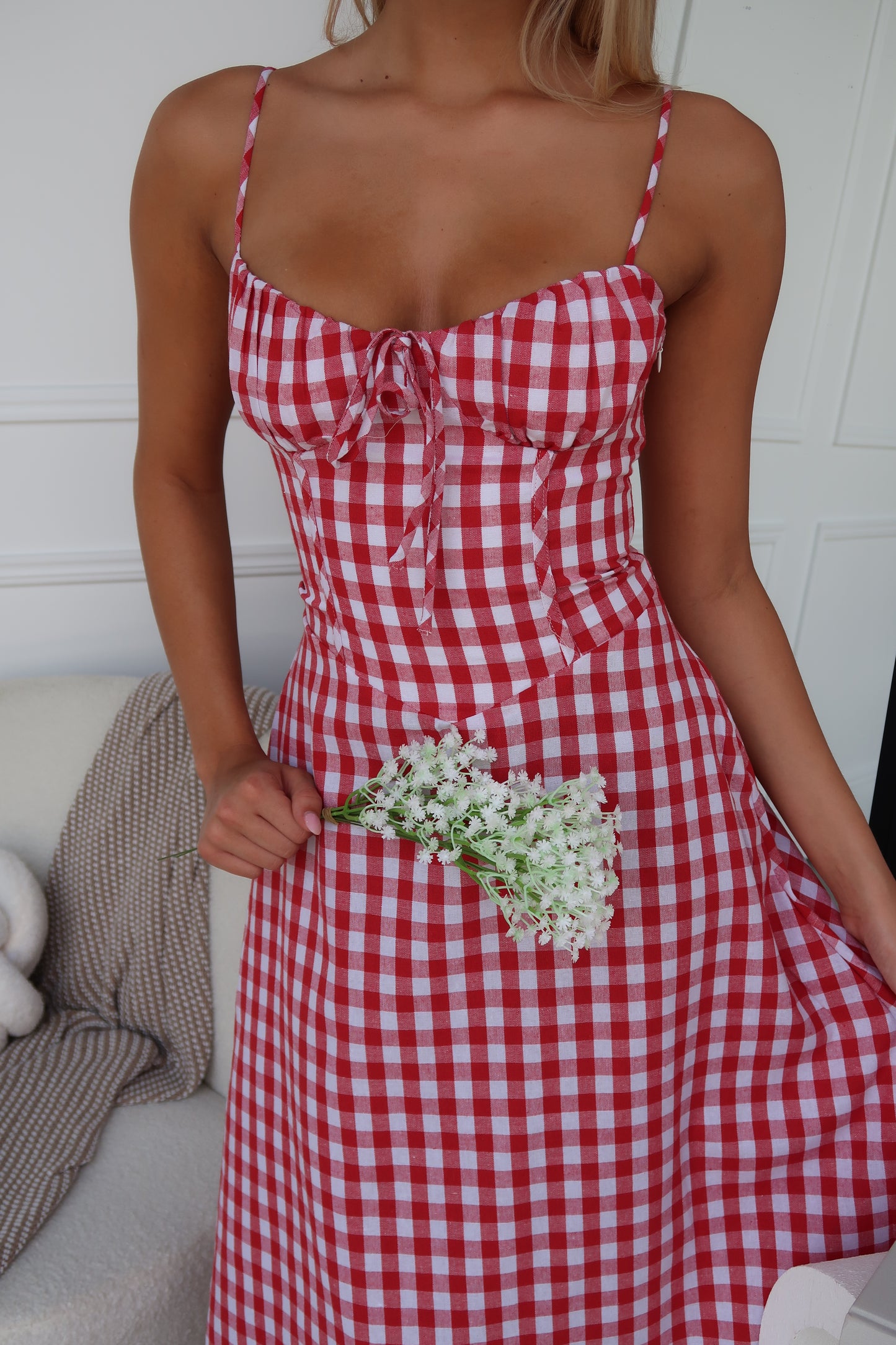 DELTA MAXI DRESS - RED GINGHAM