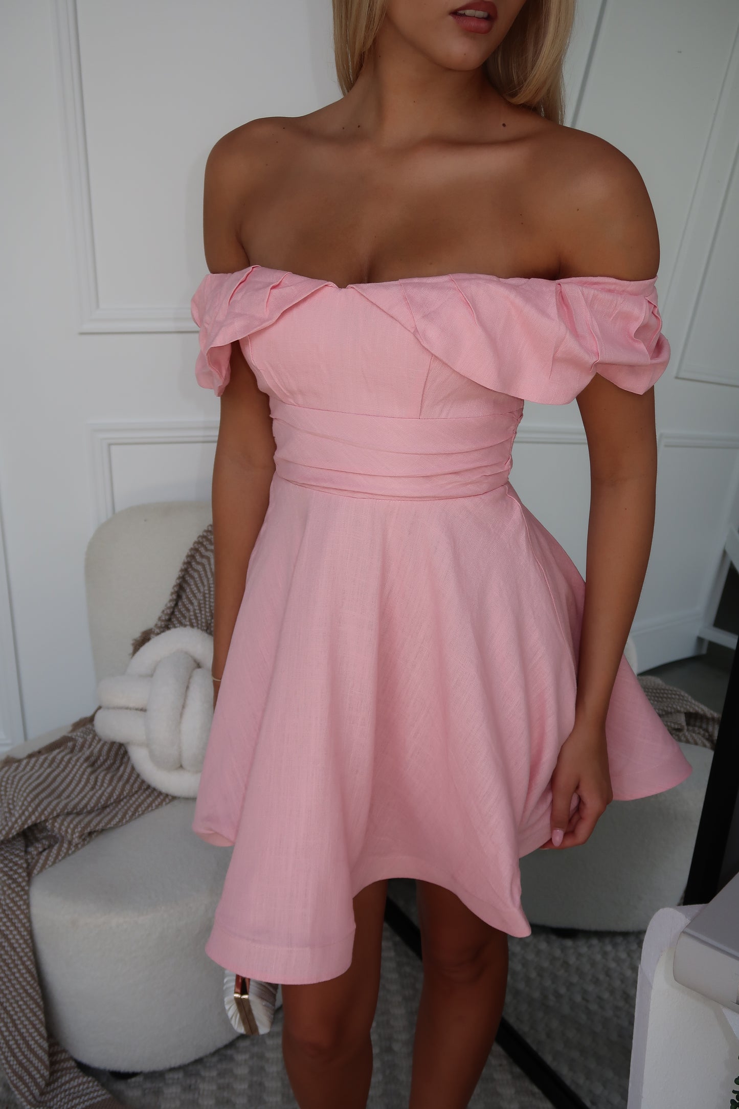 MAGGIE MINI DRESS - BABY PINK