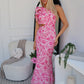 BEEDEE ONE SHOULDER FLORAL MAXI DRESS - PINK